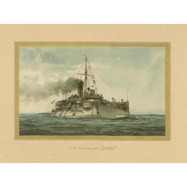 Title: sms siegfried: german coastal defense ship from the 1890s – 1903 chromolithograph this 1903 chromolithograph by...