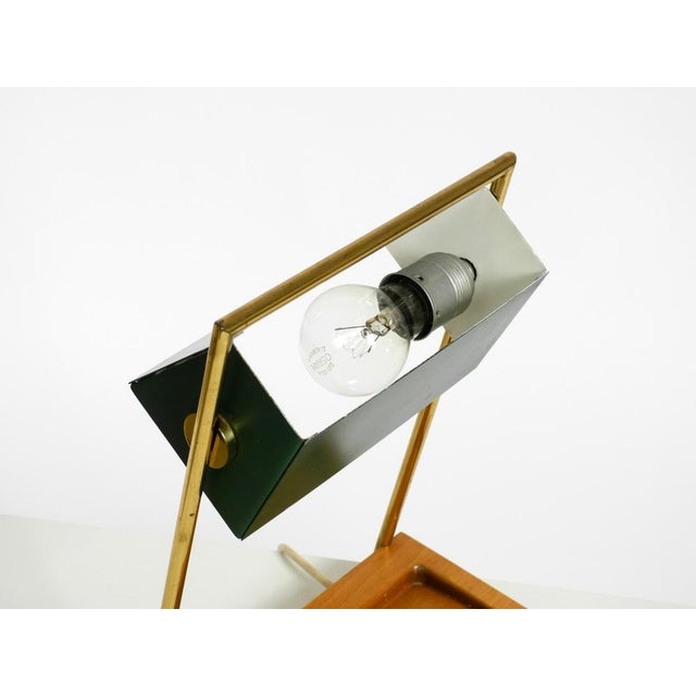 Large Table Lamp with Brass Frame, Teak Base, and Green Lampshade from Temde, 1960s For Sale - Image 15 of 18