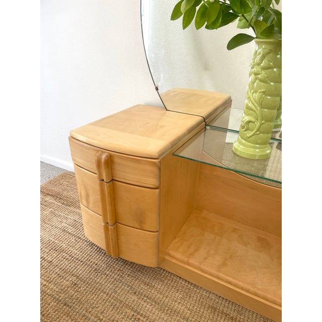 Vintage 1930s Heywood Wakefield Airflow Vanity Dressing Table Art Deco / Mid Century Modern Style For Sale - Image 12 of 18