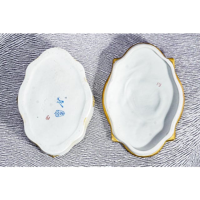 Stunning Hand Painted German Porcelain Antique Victorian Neoclassical Design Jewelry Dresser Box For Sale - Image 10 of 15