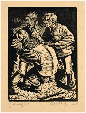Rudolf Nehmer, Blessed Are the Peacemakers, 1948, Woodcut