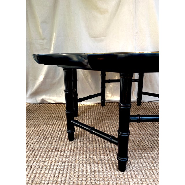 A Kittinger Octagonal Gold Leaf Coffee Table With an Ebonized Faux Bamboo Base For Sale - Image 6 of 6
