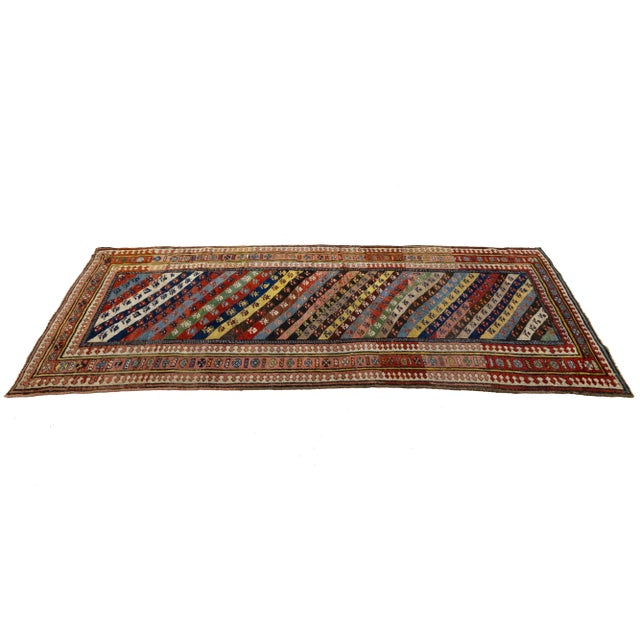 1920s 4 X 9 Antique Persian Afshar Wool Rug Handmade With Allover Multicolor Pattern For Sale - Image 5 of 9