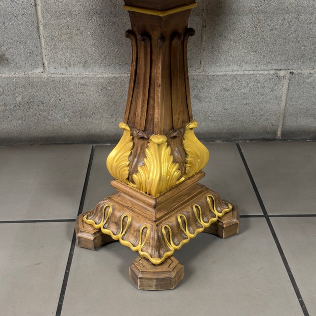 Vintage Inlaid and Carved Gilded Wood Central Table For Sale - Image 11 of 14