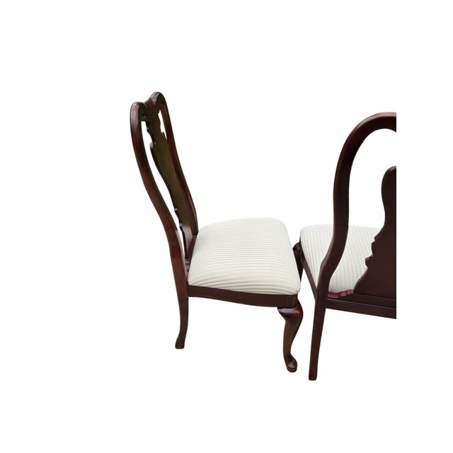 1990s Pair Thomasville Collectors Cherry Queen Ann Dining Room Side Chairs For Sale - Image 12 of 13