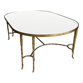 Extra Large Racetrack Mirrored Coffee Table For Sale