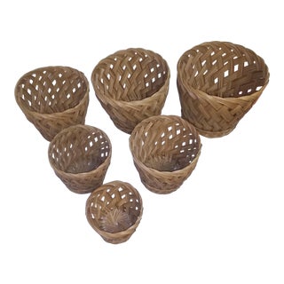 Vintage Stacking Woven Baskets - Set of 6 For Sale