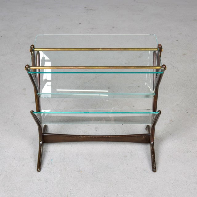 1960s Mid Century Mahogany Side Table With Magazine Rack and Brass Detail For Sale - Image 5 of 11