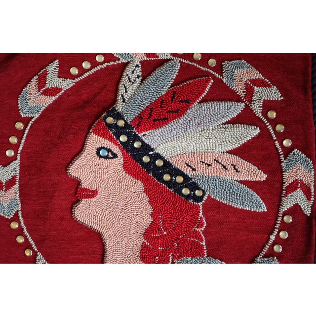 Vintage Judi Boisson 2004 Hand-Hooked Figural Pillow Covers in Cranberry Red - Pair, Unused For Sale - Image 4 of 18