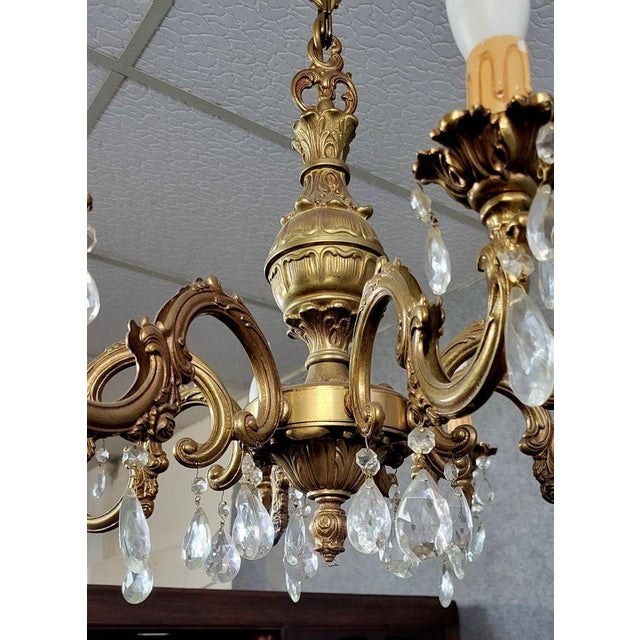 1950s Louis XV Style Gilt Bronze Chandelier with Tassels, 1950 For Sale - Image 5 of 6