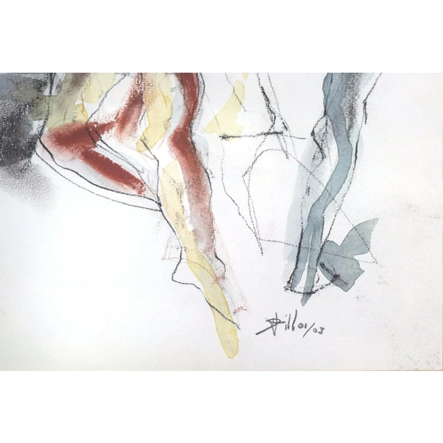 Two Nude Women Modernist Study Mixed Media David Hill 2003 For Sale - Image 4 of 5