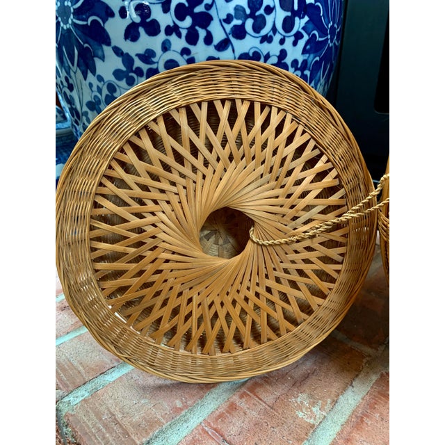 1970s 1970s Chinese Bamboo & Rattan Lidded Basket For Sale - Image 5 of 10