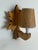 Gold Swedish Hand-Carved Maple Leaf Wall Lamp with Sisal Shade, 1950s For Sale - Image 8 of 13