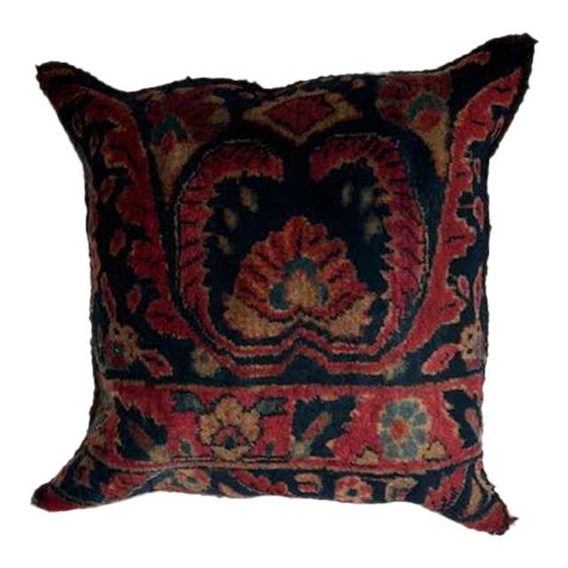 Pillow W/Antique Persian Rug Fragment, 18" X 18" For Sale
