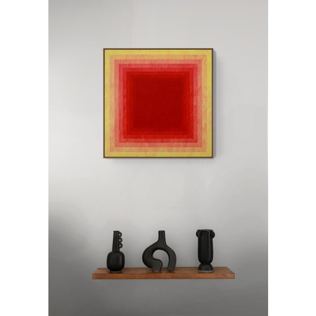 Abstract Contemporary Abstract Acrylic on Canvas "Filtered Light (Aureolin Yellow / Rose Madder)" by Andy Harwood For Sale - Image 3 of 4