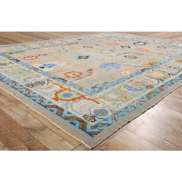 Early 21st Century Vintage Modern Turkish Oushak Rug - 10'00 X 13'04 For Sale - Image 5 of 9
