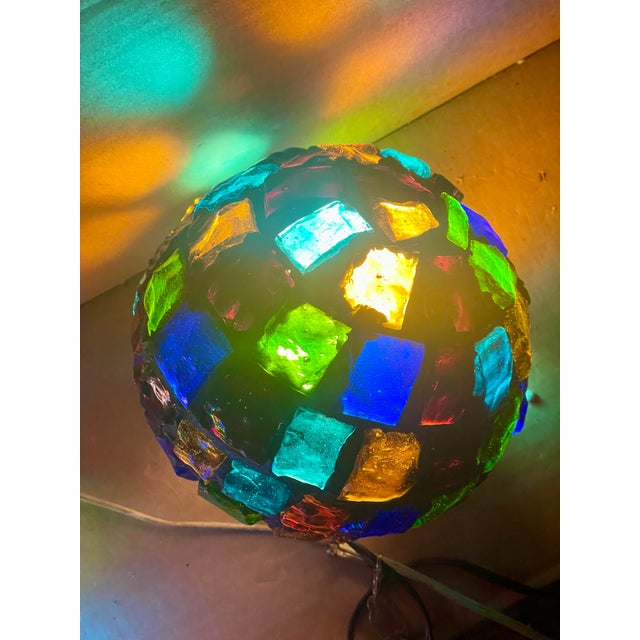 Brutalist Peter Marsh Brutalist Hanging Colored Glass Chunk Fragment Globe Pendant Light For Sale - Image 3 of 12