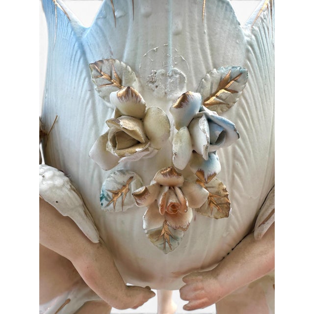 1950's Lenwile Ardalt Porcelain 3 Cherub Floral Planter Vase For Sale In Miami - Image 6 of 16