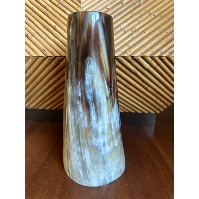 1980s Vintage Italian Natural Horn Vase -Extra Large For Sale - Image 5 of 12