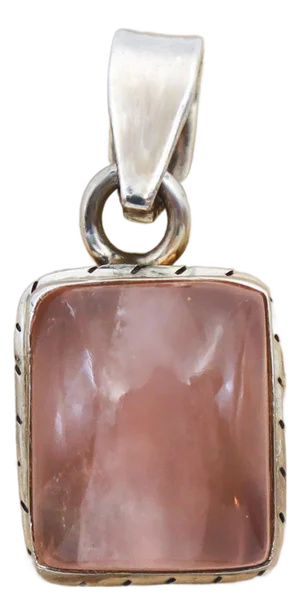 Vintage Rose Quartz in Sterling Silver Pendant