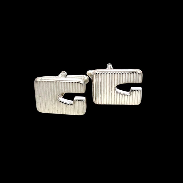 1990s Pair of Gucci Estate Mens Cufflinks Sterling Silver For Sale - Image 4 of 9