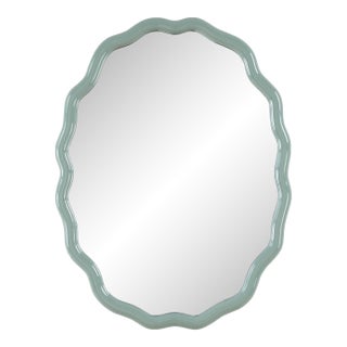 Isly Robin's Egg Blue Oval Mirror For Sale