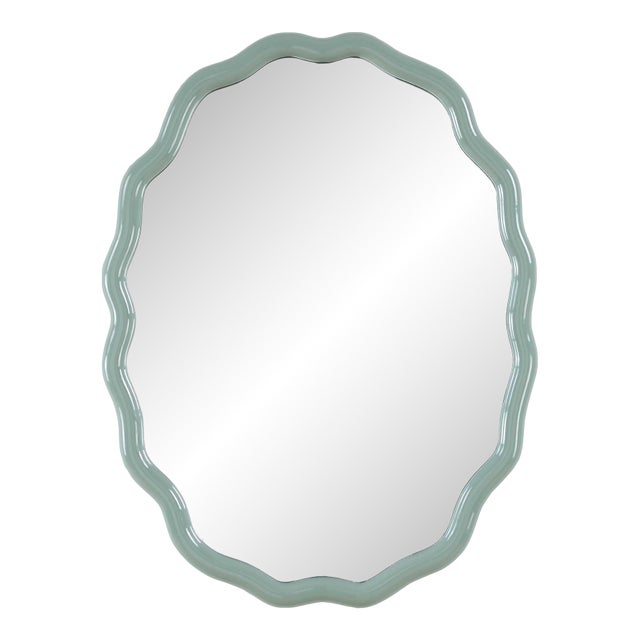 Isly Robin's Egg Blue Oval Mirror For Sale