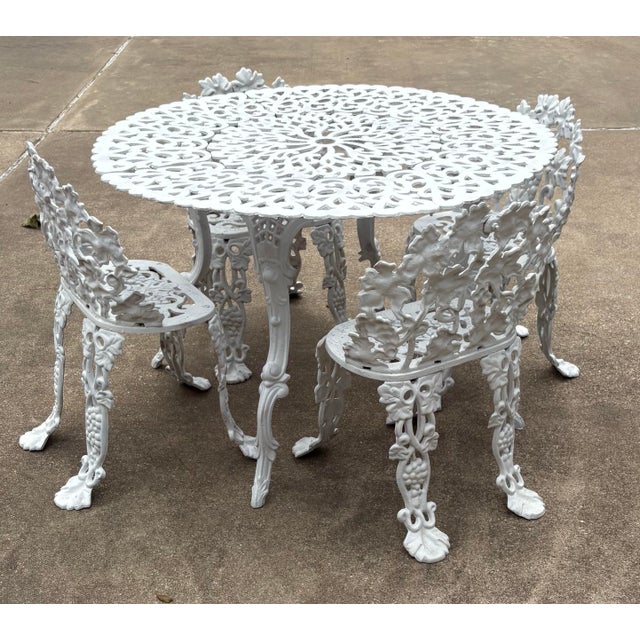 Mid-Century Modern Mid Century Iron Garden Table and 4 Chairs For Sale - Image 3 of 12