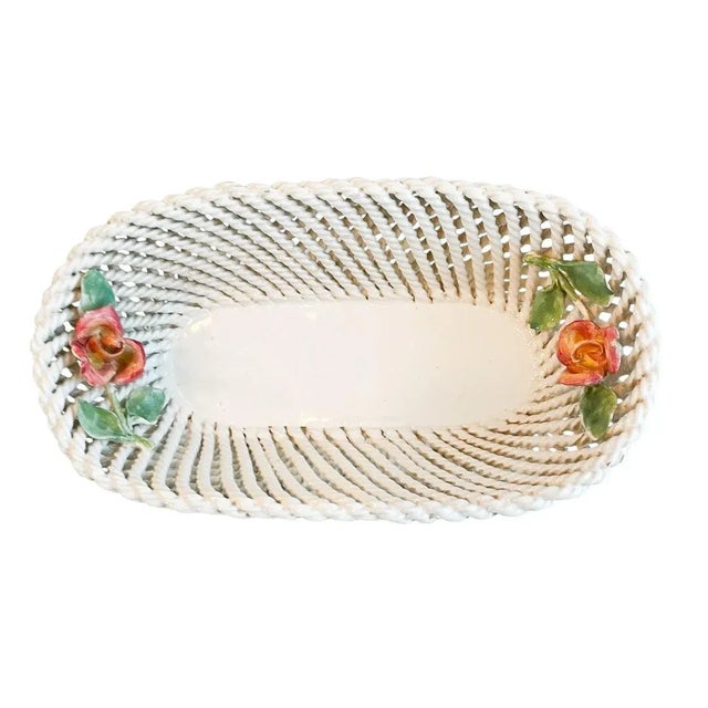 Mid-Century Italian Braided Ceramic Basket For Sale - Image 4 of 9