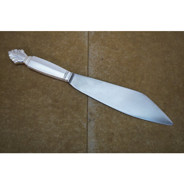 Early 20th Century Danish Georg Jensen Acanthus Dronning Sterling Silver Cake & Cheese Knives For Sale - Image 10 of 12