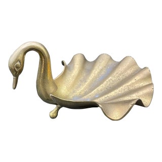 Vintage Swan Brass Decorative Dish For Sale