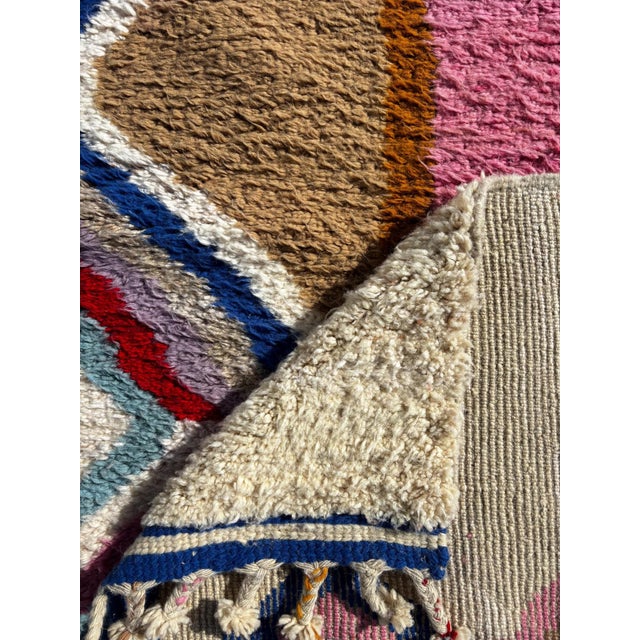 Handmade Boho Floor Carpet With Bold Multicolor Patterns For Sale - Image 10 of 10