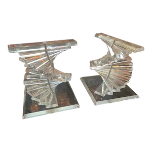 70s Lucite Custom Sculpture Centerpieces - a Pair