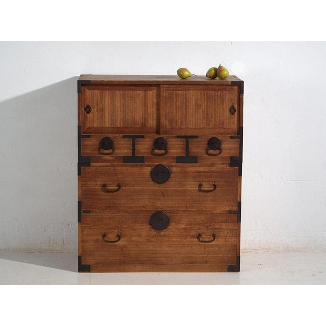 Antique Japanese Tansu in Wood For Sale - Image 11 of 14