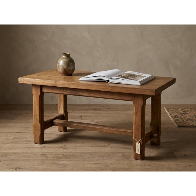 Vintage French Handcrafted Wabi-Sabi Oak Coffee Table, 1975 For Sale - Image 3 of 4