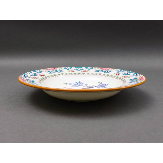 Ceramic Mid 20th Century Minton England for Tiffany & Co. B894 Floral Bird Rimmed Soup Bowls- Set of 7 For Sale - Image 7 of 9