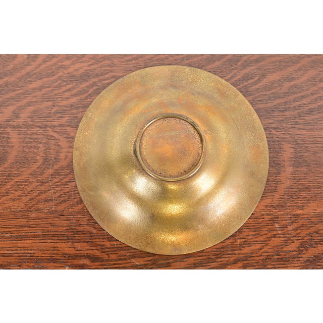 Early 20th Century Tiffany Studios New York Bronze Doré Shallow Bowl or Plate With Decorative Border For Sale - Image 5 of 8