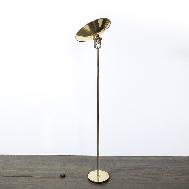 Brass Pair of Mid-Century Articulating Polished Brass Torchieres Signed Nessen Studios For Sale - Image 8 of 18