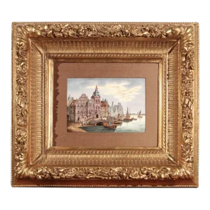 Late 19th Century Porcelain Plaque of Port in Amsterdam