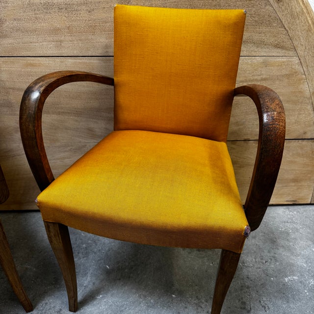 Vintage Bridge Chairs in Mustard Fabric, 1940s, Set of 2 For Sale - Image 14 of 17