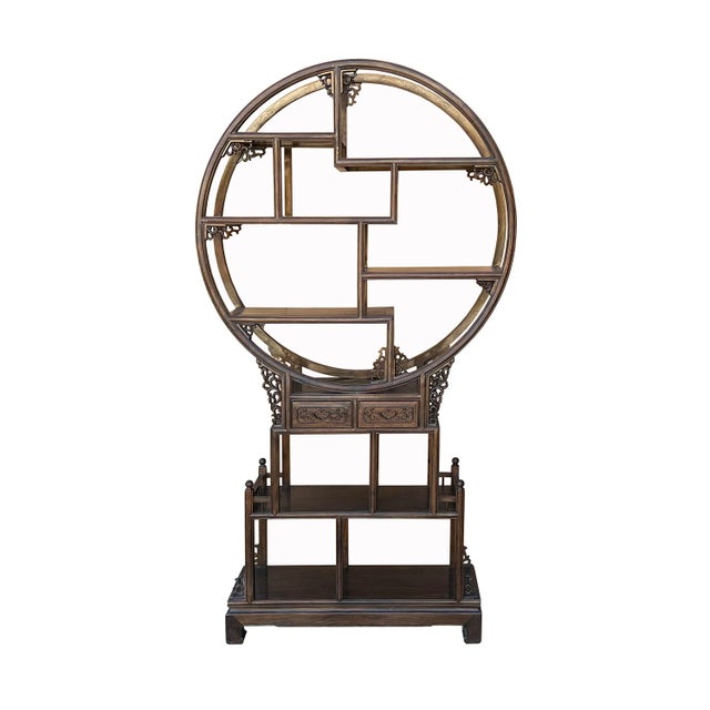 Auburn Chinese Round Top Tower Shape Display Curio Cabinet Room Divider For Sale - Image 8 of 8