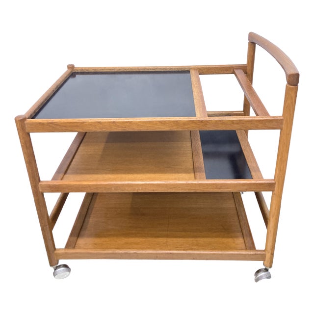 Danish Serving Trolley in Oak and Resopal from Dyrlund, 1960s-1970s For Sale