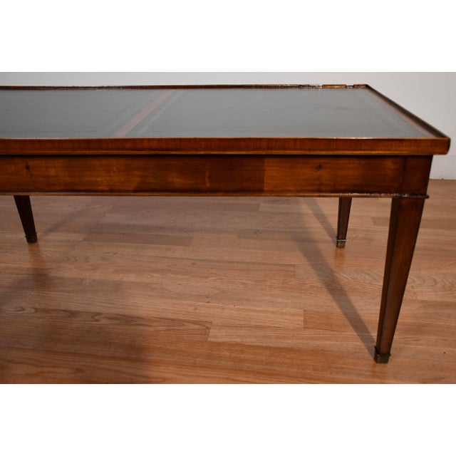 1930s English Regency Mahogany & Green Leather Top Coffee Table For Sale - Image 6 of 16