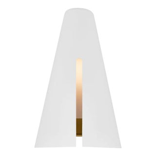 Kelly Wearstler By Visual Comfort Studio Cambre 1-Light integrated LED Small Sconce in Matte White and Burnished Brass For Sale