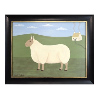 Contemporary 'Daphne' Original Naïve Style Animal Oil Painting by British Artist Matt Rix, Framed For Sale