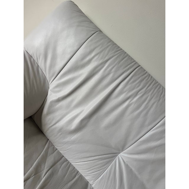 Natuzzi Italian Postmodern White Leather Loveseat For Sale - Image 11 of 12