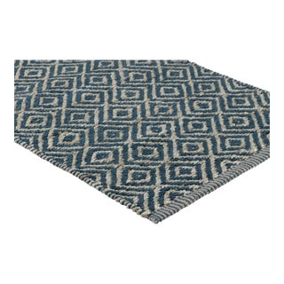 Part & Parcel Goods Textured Diamond Runner, 2’6”x8', Sapphire and Eggshell For Sale