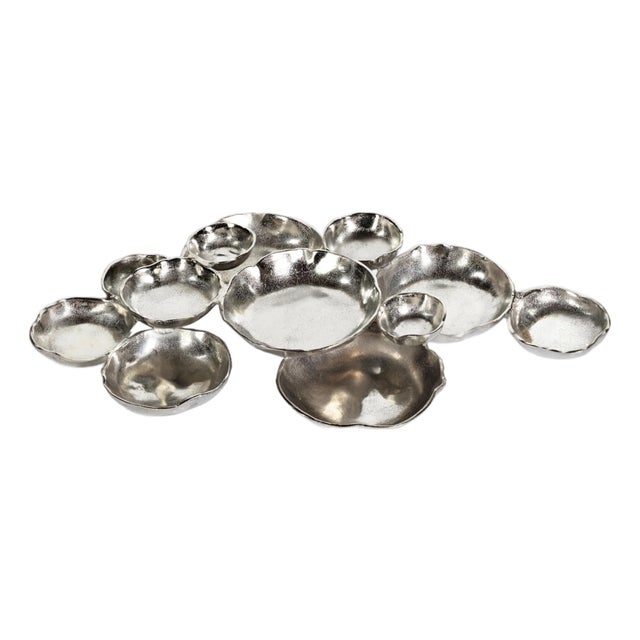 Cluster of Twelve Round Silver Serving Bowls For Sale