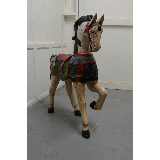 19th Century Carved and Painted Wooden Horse, 1880s For Sale - Image 3 of 9