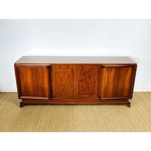 Mid-Century Modern French Art Deco Walnut Sideboard by Jules Leleu, 1930s For Sale - Image 3 of 17
